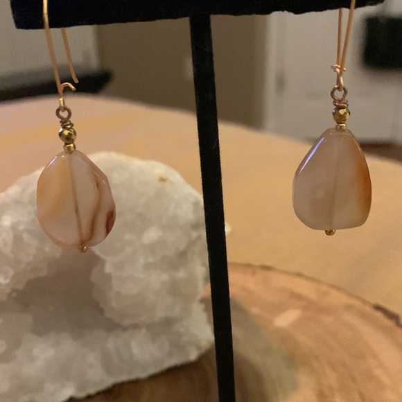 Hand Crafted Natural Carnelian Drop Earrings.  Boho earrings. Artisan Jewelry - Picture 3 of 6